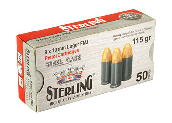 Alternative view of STERLING 9MM 115GR FMJ STEEL 50/1000