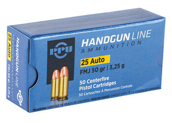 Alternative view of PPU 25ACP FMJ 50GR 50/1000