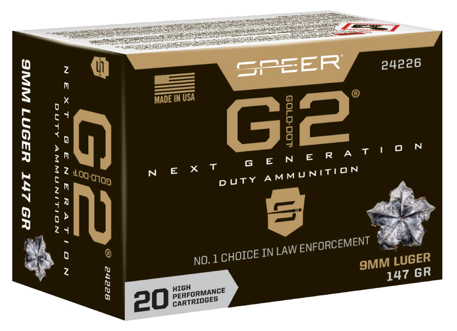 Speer 24226 Gold Dot G2 9mmLuger 147gr 20 Per Box/10 Case 3 Speer 24226 Gold Dot G2 9mmLuger 147gr 20 Per Box/10 Case