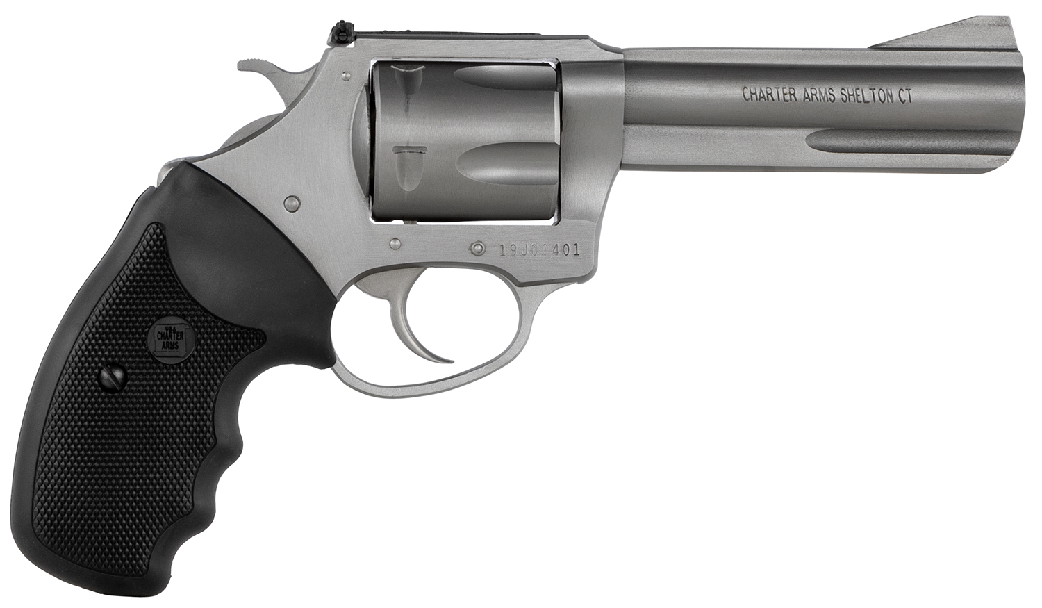 Charter Arms 74042 Pitbull 40 S&W 5 Shot 4.20" Matte Stainless Steel Barrel, Cylinder & Frame w/Black Finger Grooved Rubber Grip 3 Charter Arms 74042 Pitbull 40 S&W 5 Shot 4.20" Matte Stainless Steel Barrel, Cylinder & Frame w/Black Finger Grooved Rubber Grip