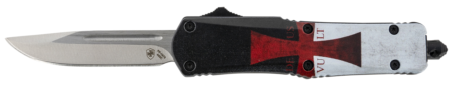 Templar Knife STK332 Gen II Templar Flag Small 2.69" OTF Drop Point Plain Powder Coated 440C SS Blade, 4.31" Templar Flag Aluminum Handle Glass Breaker 3 Templar Knife STK332 Gen II Templar Flag Small 2.69" OTF Drop Point Plain Powder Coated 440C SS Blade, 4.31" Templar Flag Aluminum Handle Glass Breaker