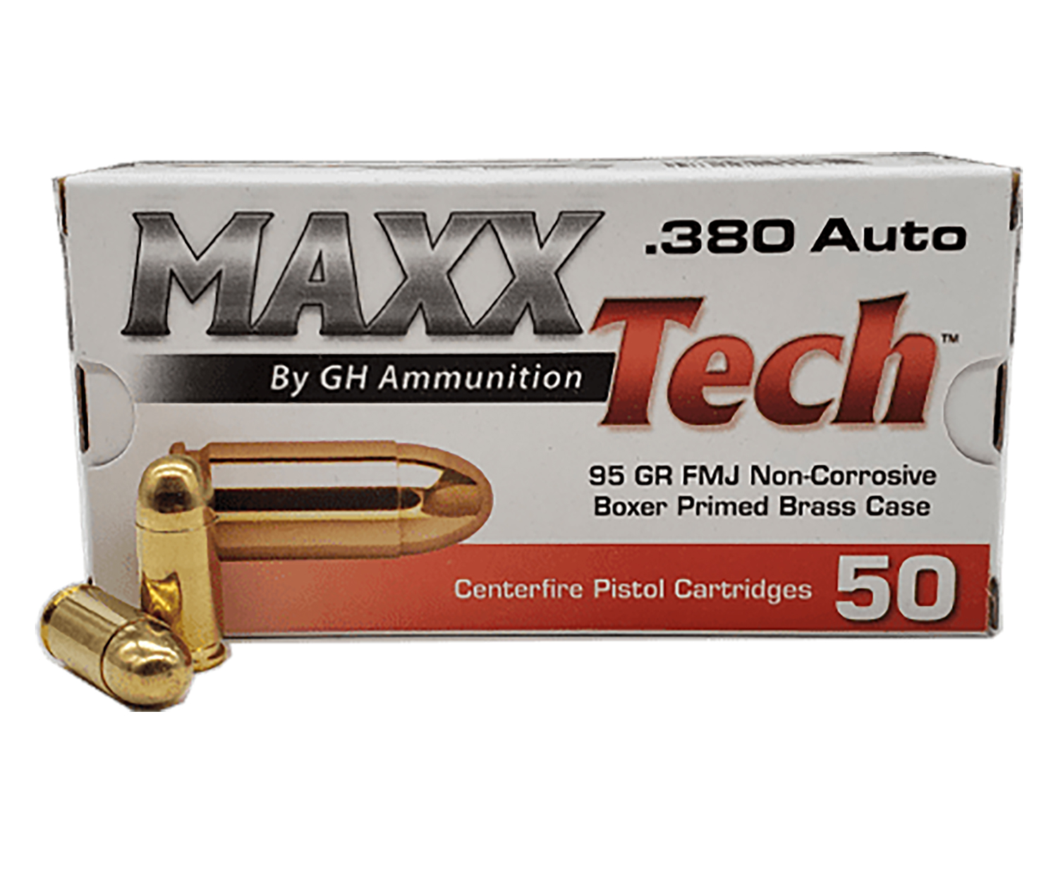 MaxxTech PTGB380B Brass Pistol 380ACP 95gr Full Metal Jacket 50 Per Box/20 Case 3 MaxxTech PTGB380B Brass Pistol 380ACP 95gr Full Metal Jacket 50 Per Box/20 Case