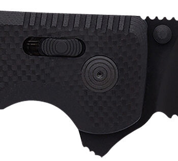 S.O.G SOG12380341 SOG-TAC XR 3.39" Folding Clip Point Part Serrated Black TiNi Cryo D2 Steel Blade Blackout G10 Handle Includes Pocket Clip
