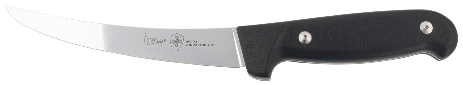 Templar Knife K6BBK362 Boning 6" Fixed Plain Damasteel Blade, 5" Black G10 Handle 3 Templar Knife K6BBK362 Boning 6" Fixed Plain Damasteel Blade, 5" Black G10 Handle