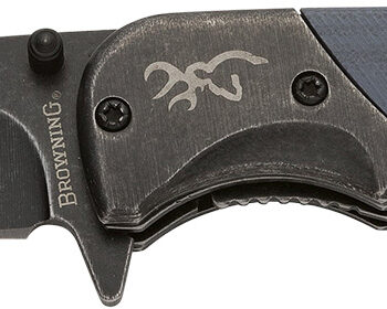 Browning 3220365 The Range  EDC Compact 2.75" Folding Drop Point, Plain Black Oxide Stonewashed 7Cr17MoV SS Blade, Black/Blue Aluminum/G10 Handle