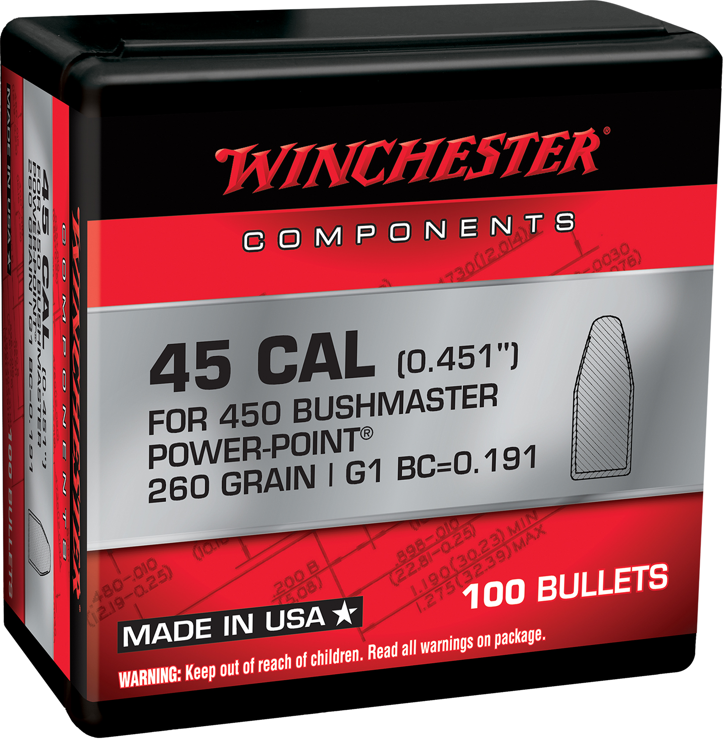 Winchester Ammo WB450P260X Power-Point 450Bushmaster 260gr 100 Per Box/10 Case 2 Winchester Ammo WB450P260X Power-Point 450Bushmaster 260gr 100 Per Box/10 Case