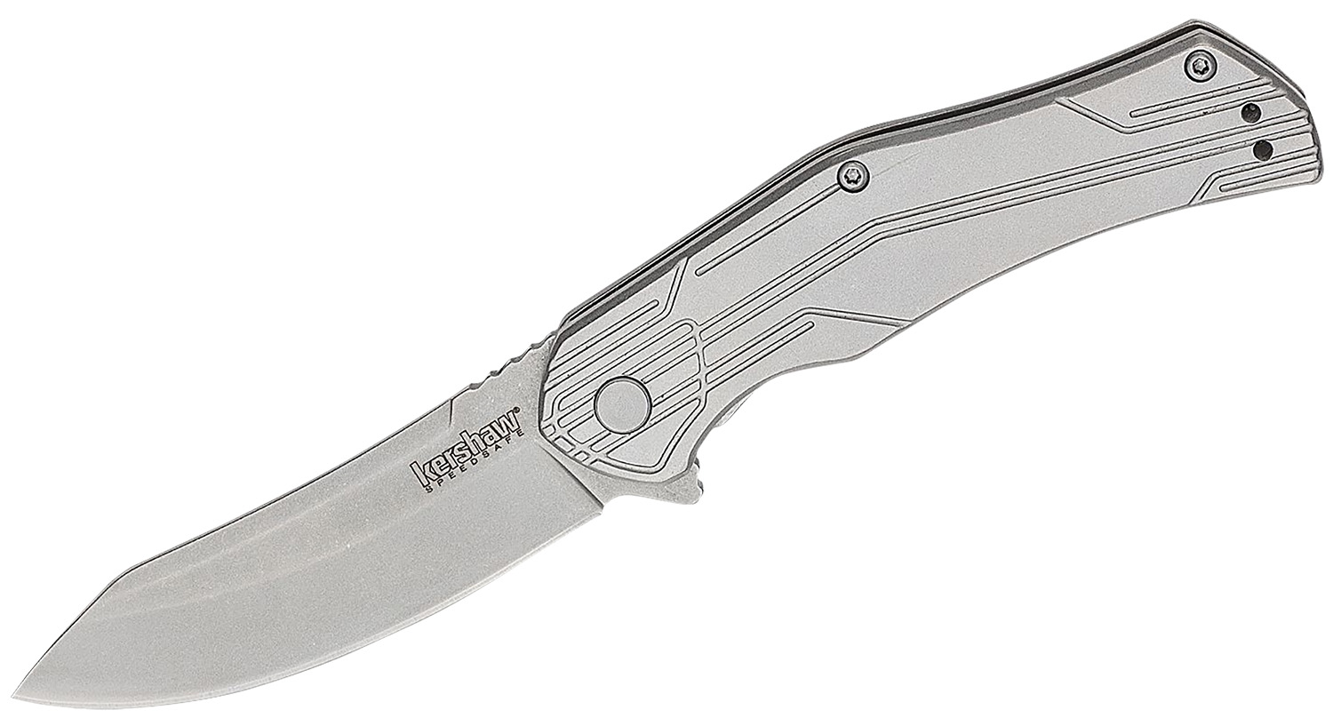 Kershaw 1380X Husker EDC 3" Folding Trailing Point Plain Bead Blasted 8Cr13MoV SS Blade, Stonewashed Stainless Steel Handle, Clamshell Packaging 3 Kershaw 1380X Husker EDC 3" Folding Trailing Point Plain Bead Blasted 8Cr13MoV SS Blade, Stonewashed Stainless Steel Handle, Clamshell Packaging