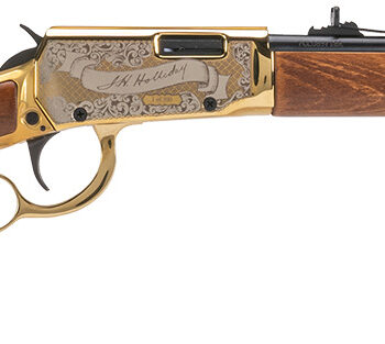 Rossi RL22181WDGDH Rio Bravo Doc Holiday 22 LR 15+1 18" Polished Black Oxide Alloy Steel Barrel, Gold Engraved Aluminum Receiver, Fixed Hardwood Stock