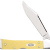 Case 30116 CopperLock Mini 2.72" Folding Clip Point Plain Mirror Polished Carbon Steel Blade, Yellow Synthetic Handle 1 174888