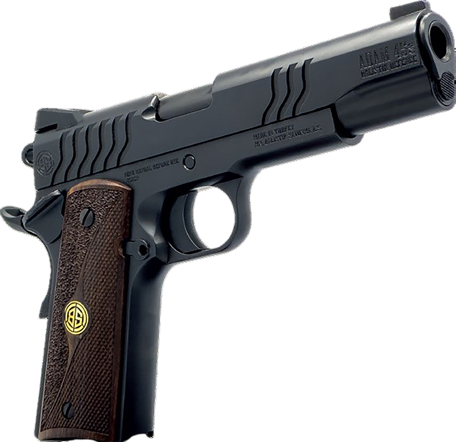 Dickinson LLC DKSN9BS 1911 Adam 9mm Luger 8+1 4.37" Black Steel Barrel, Shiny Black Serrated Aluminum Slide & Steel Frame, Wood Grip 3 Dickinson LLC DKSN9BS 1911 Adam 9mm Luger 8+1 4.37" Black Steel Barrel, Shiny Black Serrated Aluminum Slide & Steel Frame, Wood Grip