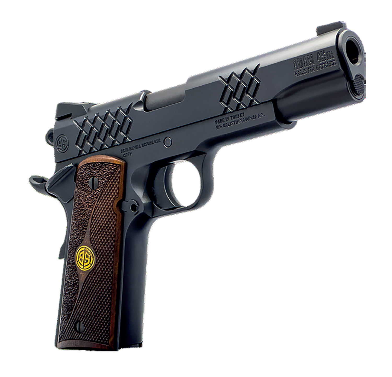 Dickinson LLC DKSN9BM 1911 Adam Full Size Frame 45 ACP 8+1 4.37" Matte Black Button Rifled Barrel, Matte Black Serrated Aluminum Slide, Matte Black Steel Frame, Wood Grips 3 Dickinson LLC DKSN9BM 1911 Adam Full Size Frame 45 ACP 8+1 4.37" Matte Black Button Rifled Barrel, Matte Black Serrated Aluminum Slide, Matte Black Steel Frame, Wood Grips