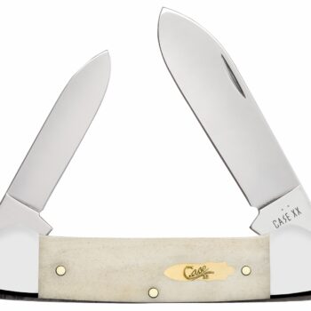 Case 11023 Canoe  Folding Pen/Spear Plain Tru-Sharp SS Blade, Smooth Natural Bone Handle