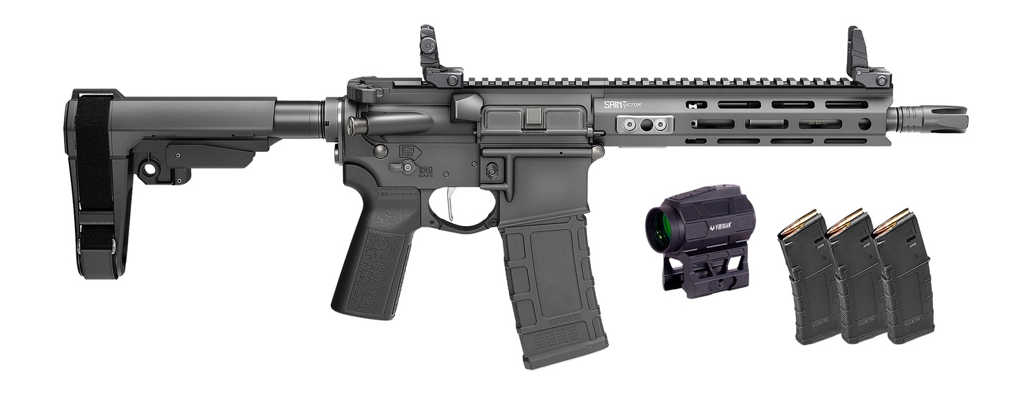 Springfield Armory STV995300BV2SBA3PAC SAINT Victor Gear Pac 300 Blackout 30+1 9.50" Black Nitride Threaded Barrel, Black Hardcoat Anodize Aluminum Receiver w/ Rail, M-LOK Handguard, Black Polymer SB 3 Springfield Armory STV995300BV2SBA3PAC SAINT Victor Gear Pac 300 Blackout 30+1 9.50" Black Nitride Threaded Barrel, Black Hardcoat Anodize Aluminum Receiver w/ Rail, M-LOK Handguard, Black Polymer SB