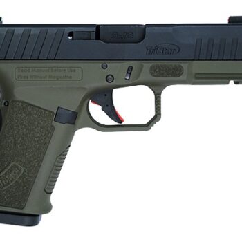 TriStar 85786 Apoc Pro 9mm Luger 15+1 4.50" Black Threaded Barrel, Black Cerakote Steel Optic Ready/Serrated Slide, OD Green Polymer Frame w/Picatinny Rail, Interchangeable Backstrap Grip