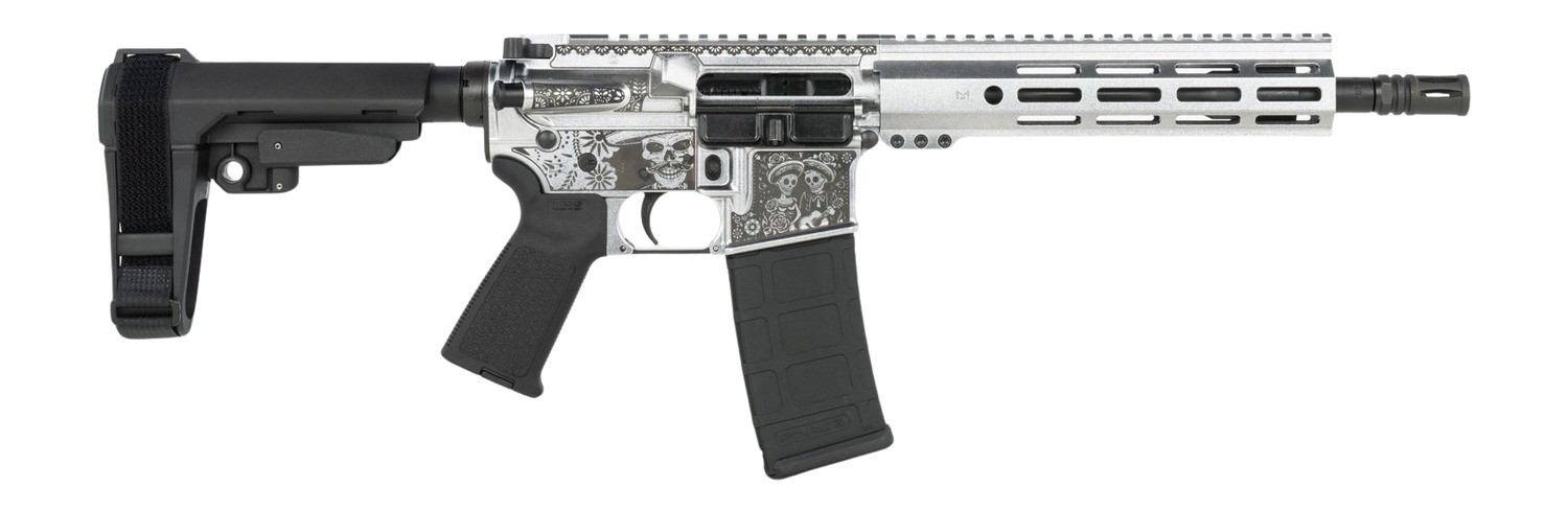 Shark Coast Tactical SCC07374DOD-P Day of the Dead 5.56 NATO 30+1 10.50" Black Nitride Threaded Barrel, Aluminum Laser Engraved Receiver w/Picatinny Rail, M-LOK Handguard, Polymer SB Tactical SBA3 Br 3 Shark Coast Tactical SCC07374DOD-P Day of the Dead 5.56 NATO 30+1 10.50" Black Nitride Threaded Barrel, Aluminum Laser Engraved Receiver w/Picatinny Rail, M-LOK Handguard, Polymer SB Tactical SBA3 Br