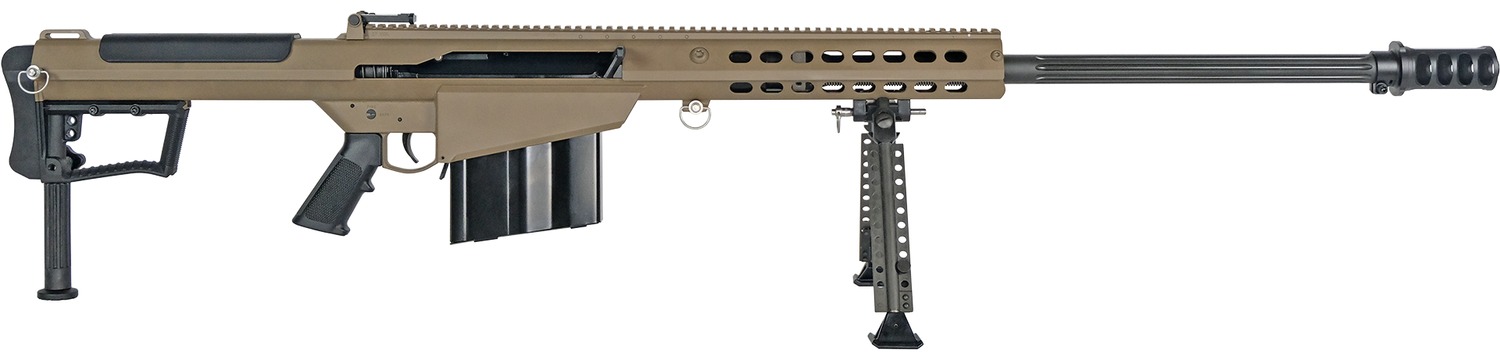 Barrett 20186 M107A1 50 BMG 10+1 20" Fluted Barrel, Flat Dark Earth Receiver w/Picatinny Rail, M-LOK Handguard, QD BiPod Forend, Black Polymer Grip 3 Barrett 20186 M107A1 50 BMG 10+1 20" Fluted Barrel, Flat Dark Earth Receiver w/Picatinny Rail, M-LOK Handguard, QD BiPod Forend, Black Polymer Grip