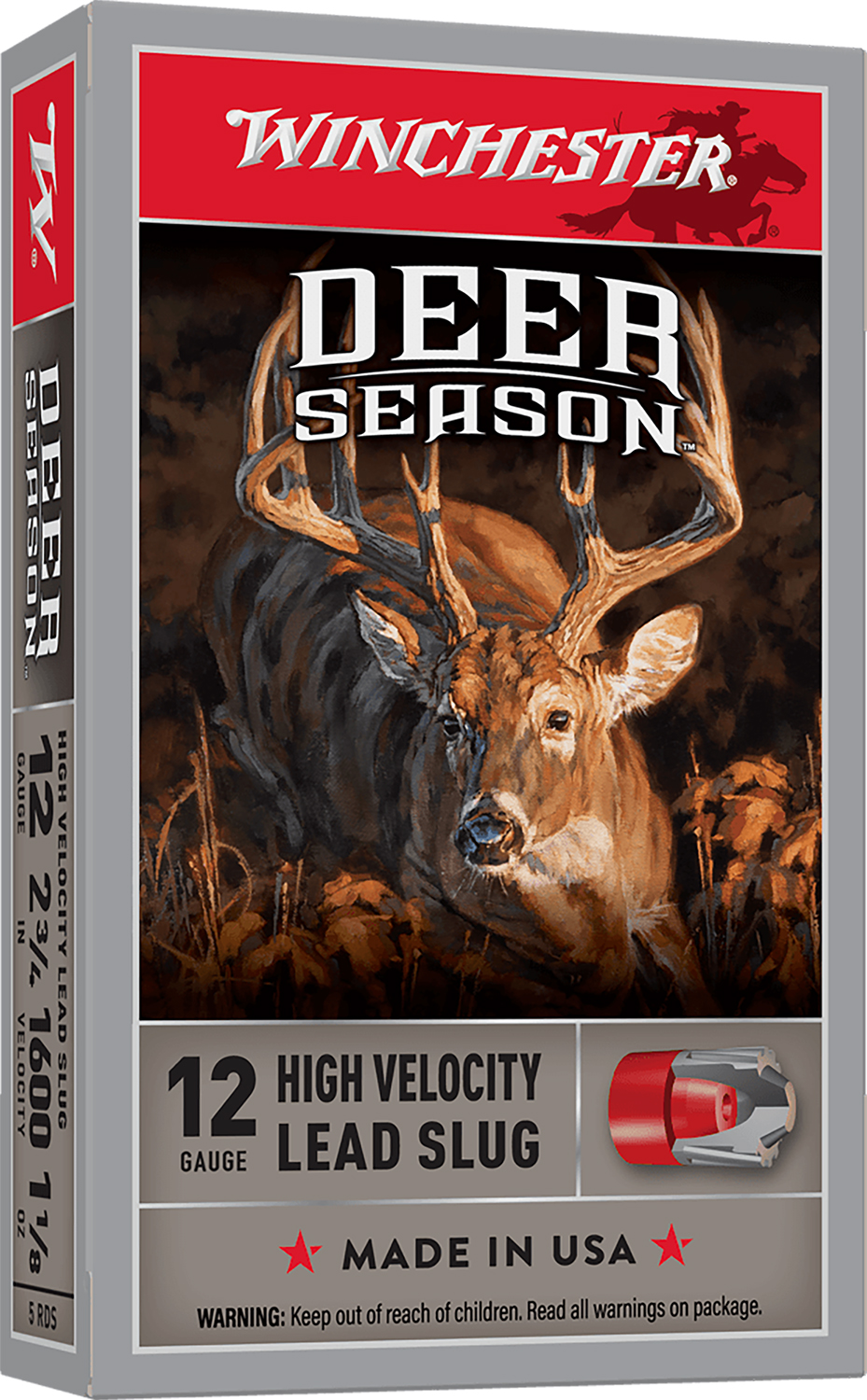 Winchester Ammo X12DS Deer Season High Velocity 12Gauge 2.75" 1 1/8oz Slug Shot 5 Per Box/20 Case 3 Winchester Ammo X12DS Deer Season High Velocity 12Gauge 2.75" 1 1/8oz Slug Shot 5 Per Box/20 Case