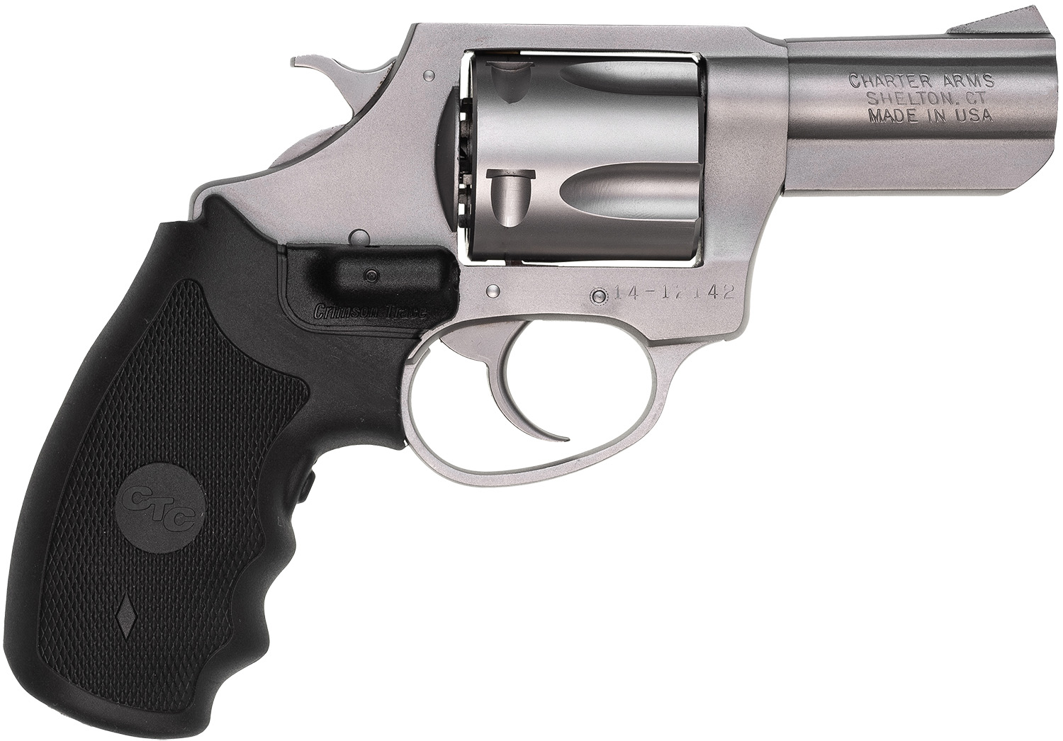Charter Arms 74424 Bulldog Large 44 Special, 5 Shot 2.50" Matte Stainless Steel Barrel, Cylinder & Frame w/ Black Crimson Trace Laser Grip 3 Charter Arms 74424 Bulldog Large 44 Special, 5 Shot 2.50" Matte Stainless Steel Barrel, Cylinder & Frame w/ Black Crimson Trace Laser Grip
