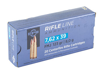 Alternative view of PPU 7.62X39 FMJ 123GR 20/1000