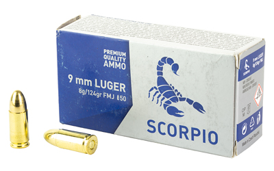 SCORPIO AMMO 9MM 124GR FMJ 50/1000 3 SCORPIO AMMO 9MM 124GR FMJ 50/1000