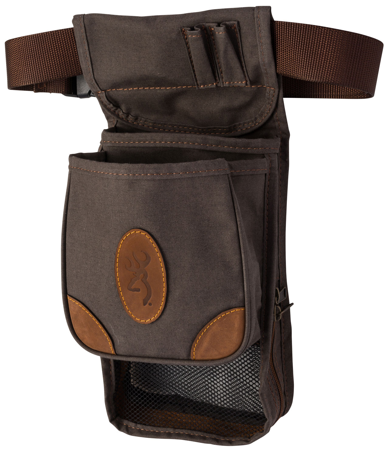 Browning 121388693 Lona Deluxe Shell Pouch Flint Canvas/Leather Belt Mount Adjustable 2 Browning 121388693 Lona Deluxe Shell Pouch Flint Canvas/Leather Belt Mount Adjustable