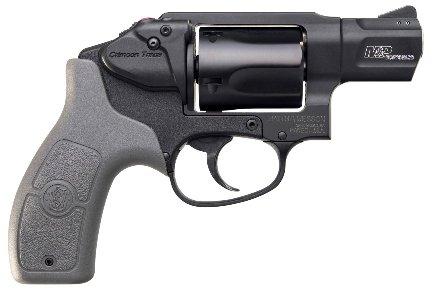Smith & Wesson 12056 M&P Bodyguard *CA Complaint 38 S&W Spl +P 5 Shot 1.88" Black PVD Barrel/Cylinder, Black Aluminum J-Frame, Gray Polymer Grip, Includes Crimson Trace Red Laser 2 Smith & Wesson 12056 M&P Bodyguard *CA Complaint 38 S&W Spl +P 5 Shot 1.88" Black PVD Barrel/Cylinder, Black Aluminum J-Frame, Gray Polymer Grip, Includes Crimson Trace Red Laser