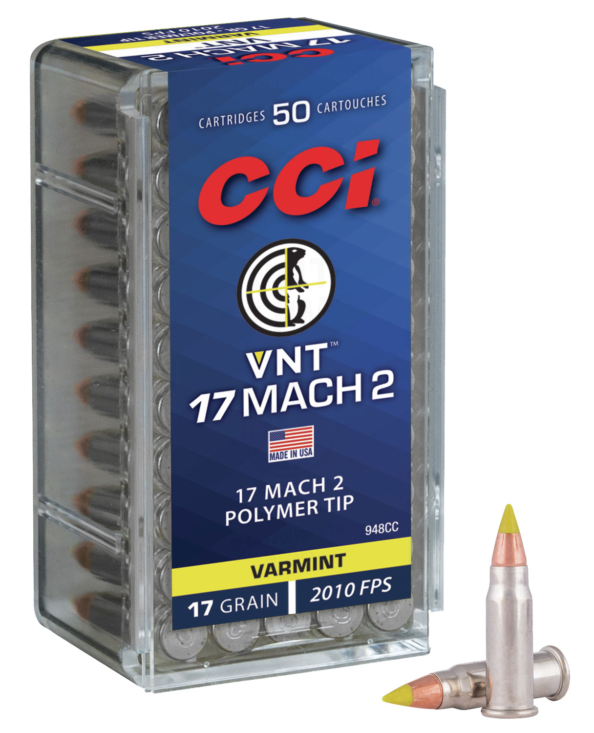 CCI 948CC VNT Rimfire 17Mach2 17gr Varmint Tipped 50 Per Box/100 Case 3 CCI 948CC VNT Rimfire 17Mach2 17gr Varmint Tipped 50 Per Box/100 Case