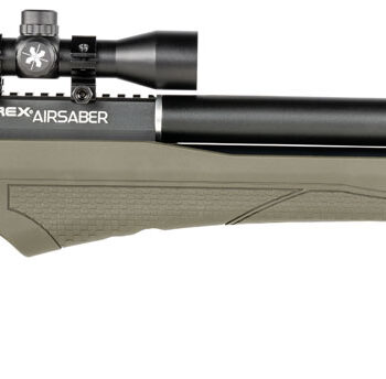 Umarex 2252660 Air Saber Combo PCP Umarex Straight Flight Technology Arrows 1 Shot, Black Barrel, Black Receiver, Green Fixed Thumbhole Stock, Scope Axeon Optics 4x32mm