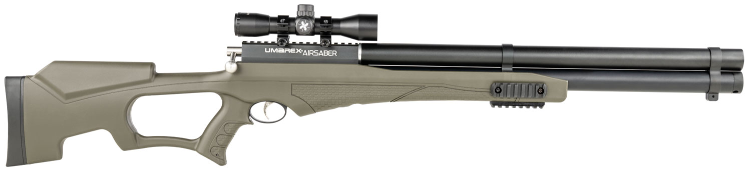 Umarex 2252660 Air Saber Combo PCP Umarex Straight Flight Technology Arrows 1 Shot, Black Barrel, Black Receiver, Green Fixed Thumbhole Stock, Scope Axeon Optics 4x32mm 2 Umarex 2252660 Air Saber Combo PCP Umarex Straight Flight Technology Arrows 1 Shot, Black Barrel, Black Receiver, Green Fixed Thumbhole Stock, Scope Axeon Optics 4x32mm