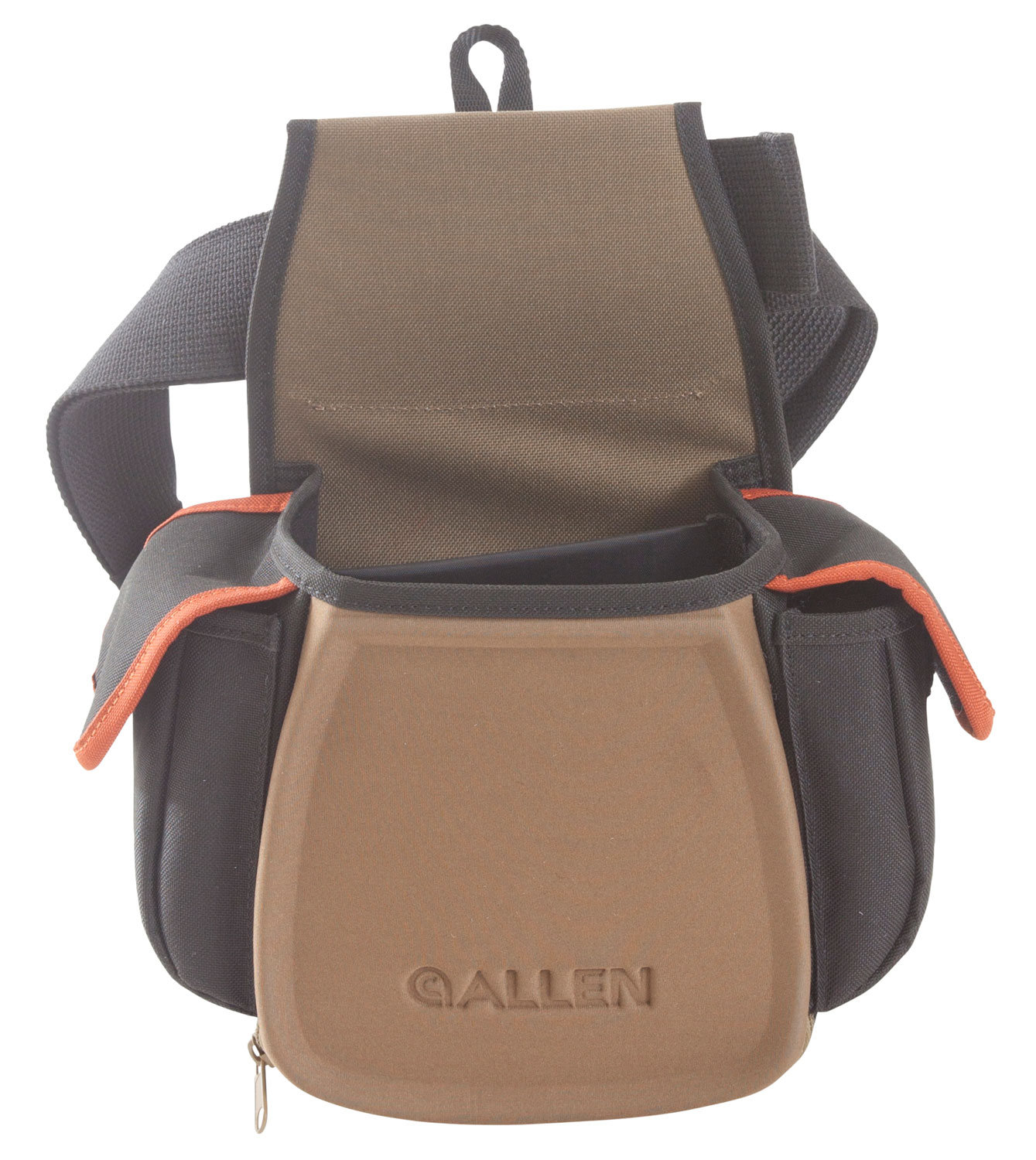 Allen 8306 Eliminator Pro Double Compartment Shooting Bag Black w/Coffee & Copper Accents, Elastic Loops, Side Pockets & D-Ring 7" x 4.75" x 12" Exterior Dimensions 3 Allen 8306 Eliminator Pro Double Compartment Shooting Bag Black w/Coffee & Copper Accents, Elastic Loops, Side Pockets & D-Ring 7" x 4.75" x 12" Exterior Dimensions