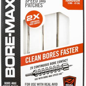 Real Avid AVBMPATCH4L Bore-Max Speed Jag Patches Refill 9mm/45 Cal Handgun 4"L Synthetic 250 Per Box