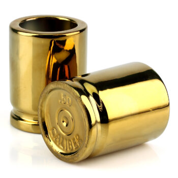Caliber Gourmet CBGSG1002 Caliber Gourmet Shot Glasses Gold Ceramic 1 Pair