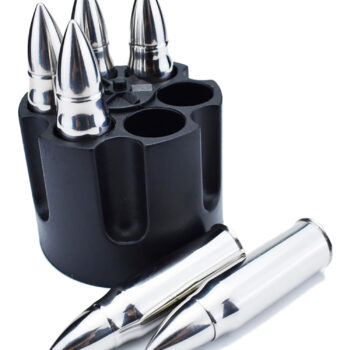 Caliber Gourmet CBG1046B Caliber Gourmet Bullet Chillers Silver Stainless Steel Pistol Cylinder/Bullets