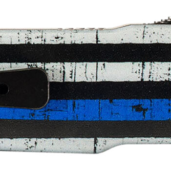 Templar Knife LABTB52 Premium LW We Back You Large 3.50" OTF Tanto Part Serrated Black Oxide Stonewashed D2 Steel Blade, 5.25" Black & White w/Blue Line Aluminum Handle