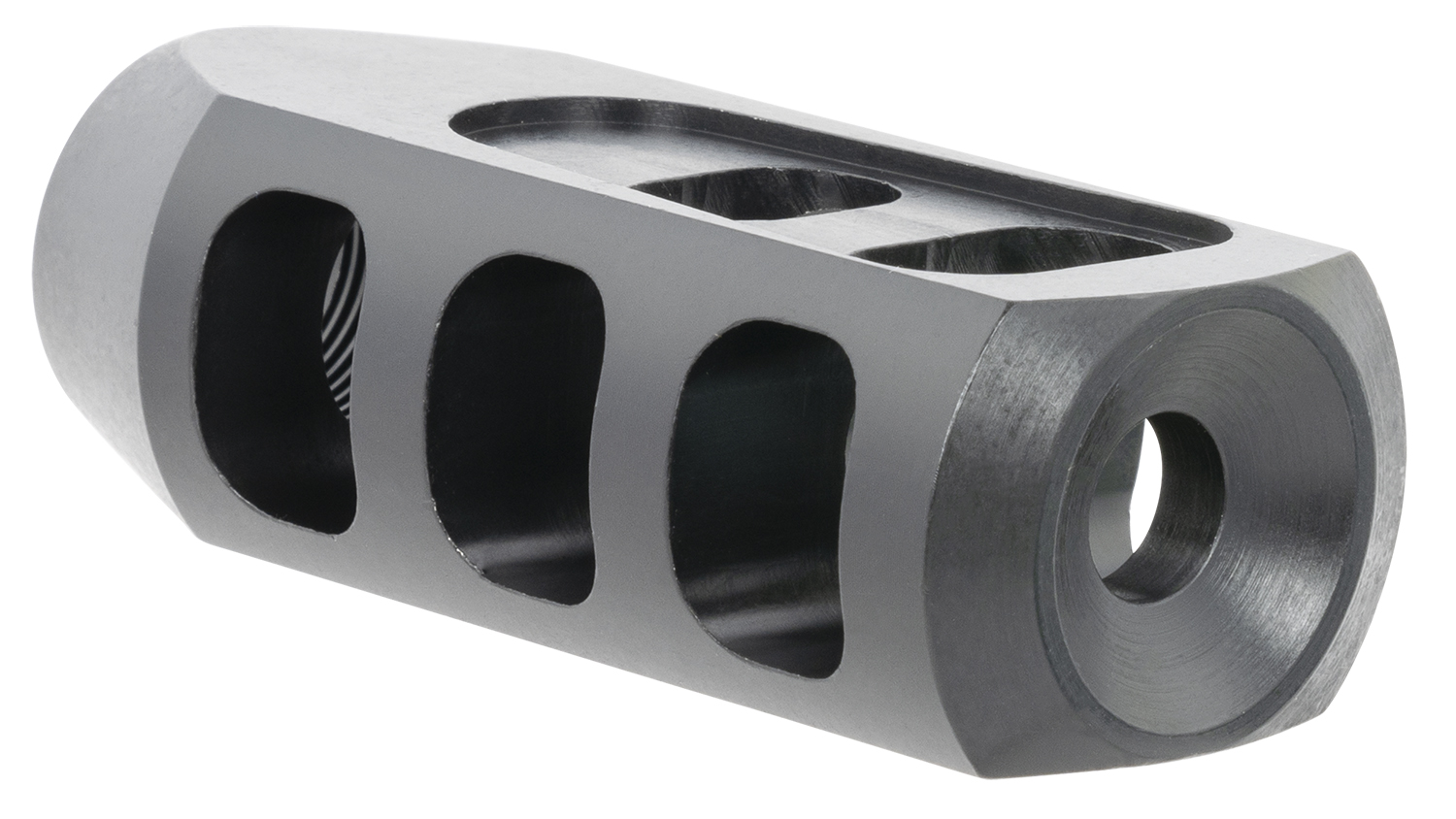 TacFire Tanker Muzzle Brake Black Oxide Steel with 5/8"-24 tpi Threads 2.76" OAL 1.37" Diameter for 308 Win 3 TacFire Tanker Muzzle Brake Black Oxide Steel with 5/8"-24 tpi Threads 2.76" OAL 1.37" Diameter for 308 Win