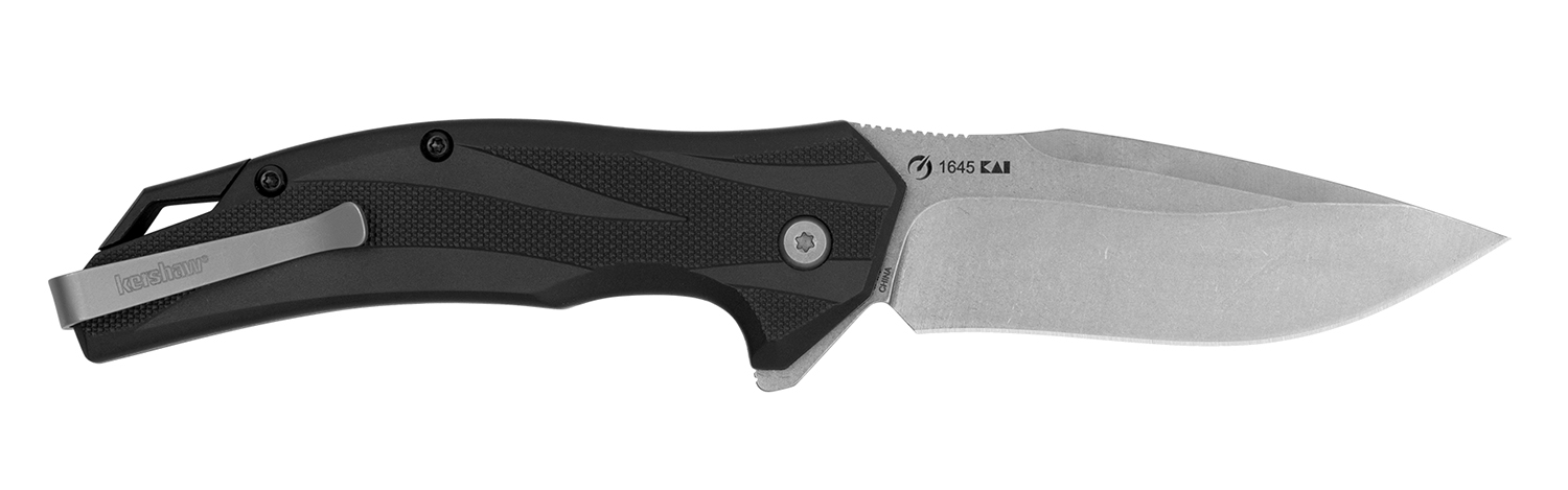Kershaw 1645 Lateral Full Size Folding Drop Point w/Recurve Plain Stonewashed 8Cr13MoV SS Blade, Gray Textured Glass-Filled Nylon Handle Includes Pocket Clip 3 Kershaw 1645 Lateral Full Size Folding Drop Point w/Recurve Plain Stonewashed 8Cr13MoV SS Blade, Gray Textured Glass-Filled Nylon Handle Includes Pocket Clip