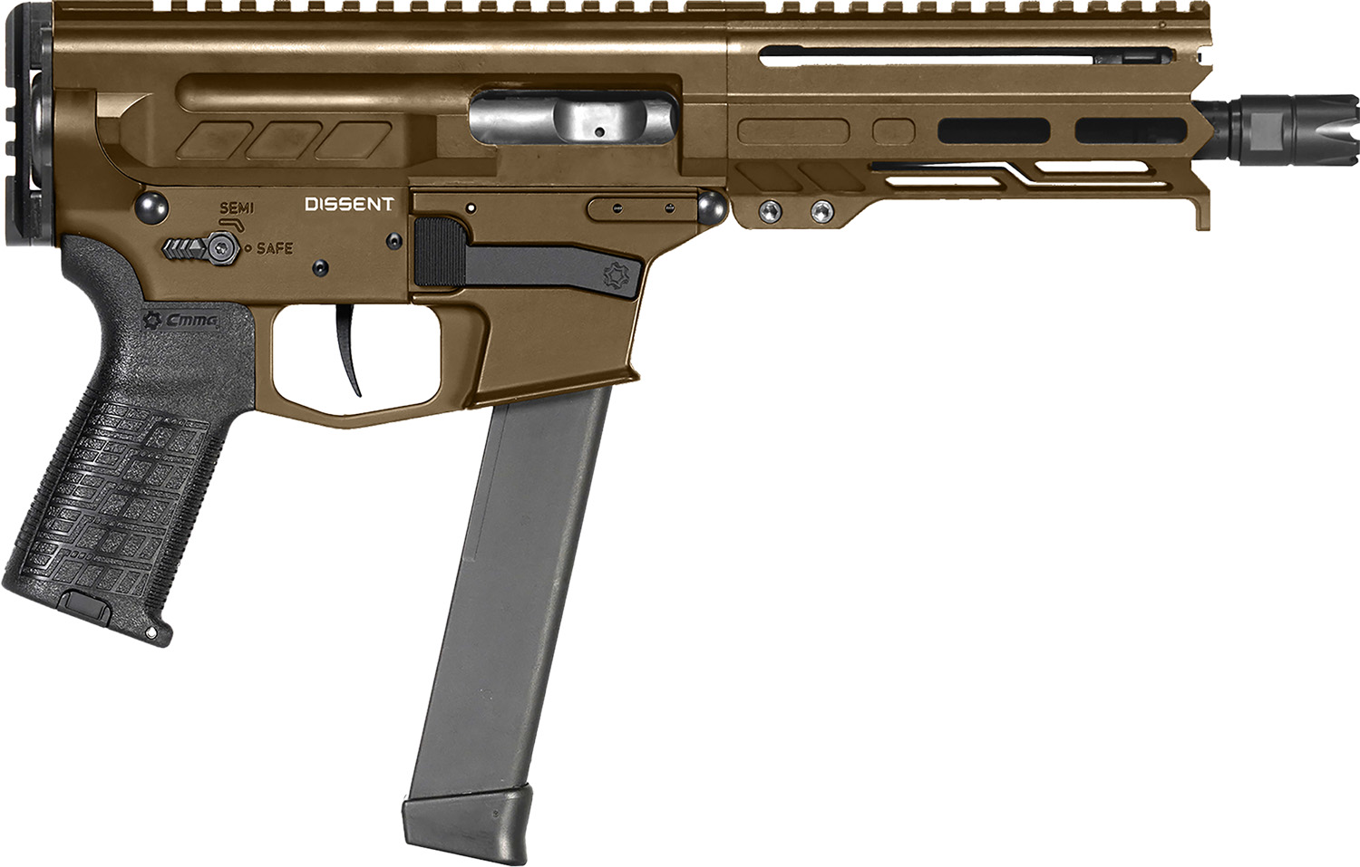 CMMG 99A68A2MB Dissent MKGS 9mm Luger 33+1 6.50", Midnight Bronze Rec, Picatinny Brace Adapter, 5.50" M-LOK Handguard, Left Side Charging Handle, Zeroed Linear Comp, TriggerTech Trigger 3 CMMG 99A68A2MB Dissent MKGS 9mm Luger 33+1 6.50", Midnight Bronze Rec, Picatinny Brace Adapter, 5.50" M-LOK Handguard, Left Side Charging Handle, Zeroed Linear Comp, TriggerTech Trigger