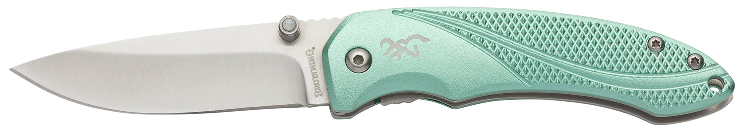 Browning 3220360 Allure EDC 2.88" Folding Drop Point Plain 7Cr17MoV SS Blade, Mint Green Textured Anodized Aluminum Handle, Includes Pocket Clip 3 Browning 3220360 Allure EDC 2.88" Folding Drop Point Plain 7Cr17MoV SS Blade, Mint Green Textured Anodized Aluminum Handle, Includes Pocket Clip