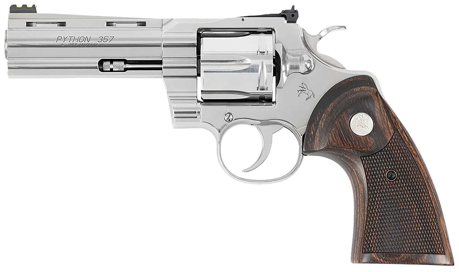 Colt Mfg PYTHONSP4WFTG Python Target 357 Mag/38 Special 6 Shot 4.25" Polished Stainless Steel Recessed Target Vent Rib Barrel, Cylinder & Frame, Walnut w/Medallion Grip, Exposed Hammer 3 Colt Mfg PYTHONSP4WFTG Python Target 357 Mag/38 Special 6 Shot 4.25" Polished Stainless Steel Recessed Target Vent Rib Barrel, Cylinder & Frame, Walnut w/Medallion Grip, Exposed Hammer