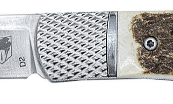 CobraTec Knives CTTHRSTG Trapper Hidden Release 3.12" Flip Open Drop Point Plain Satin D2 Steel Blade, 4.25" Stag Scales Handle