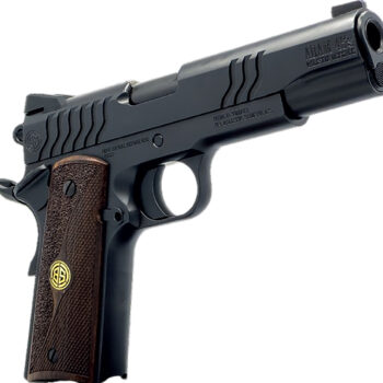 Dickinson LLC DKSN9BS 1911 Adam 9mm Luger 8+1 4.37" Black Steel Barrel, Shiny Black Serrated Aluminum Slide & Steel Frame, Wood Grip