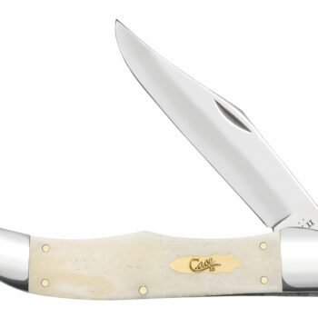Case 11024 Hunter  4.10" Folding Clip Point Plain Mirror Polished Tru-Sharp SS Blade, Smooth Natural Bone Handle