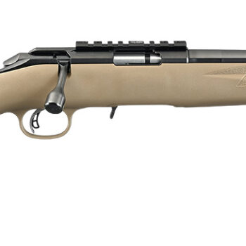 Ruger 8370 American Rimfire 22 WMR 15+1 16" Satin Blued Threaded Barrel & Alloy Steel Receiver w/Picatinny Rail, Black/FDE High Comb Synthetic Stock, Thread Protector