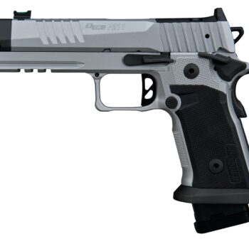 Sig Sauer 211F9GTOSILVER P211 Quicksilver Full Size 9mm Luger 23+1 4.40" Stainless Bull w/MACH3D Compensator Barrel, Silver Cerakote Stainless Steel Integrated Compensator/Optic Ready/Serrated Slide &