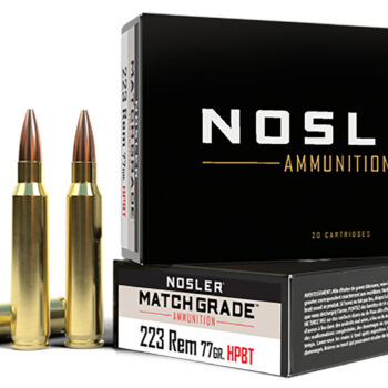 Nosler 60011 Match Grade  223Rem 77gr Custom Competition Hollow Point Boat Tail 20 Per Box/20 Case