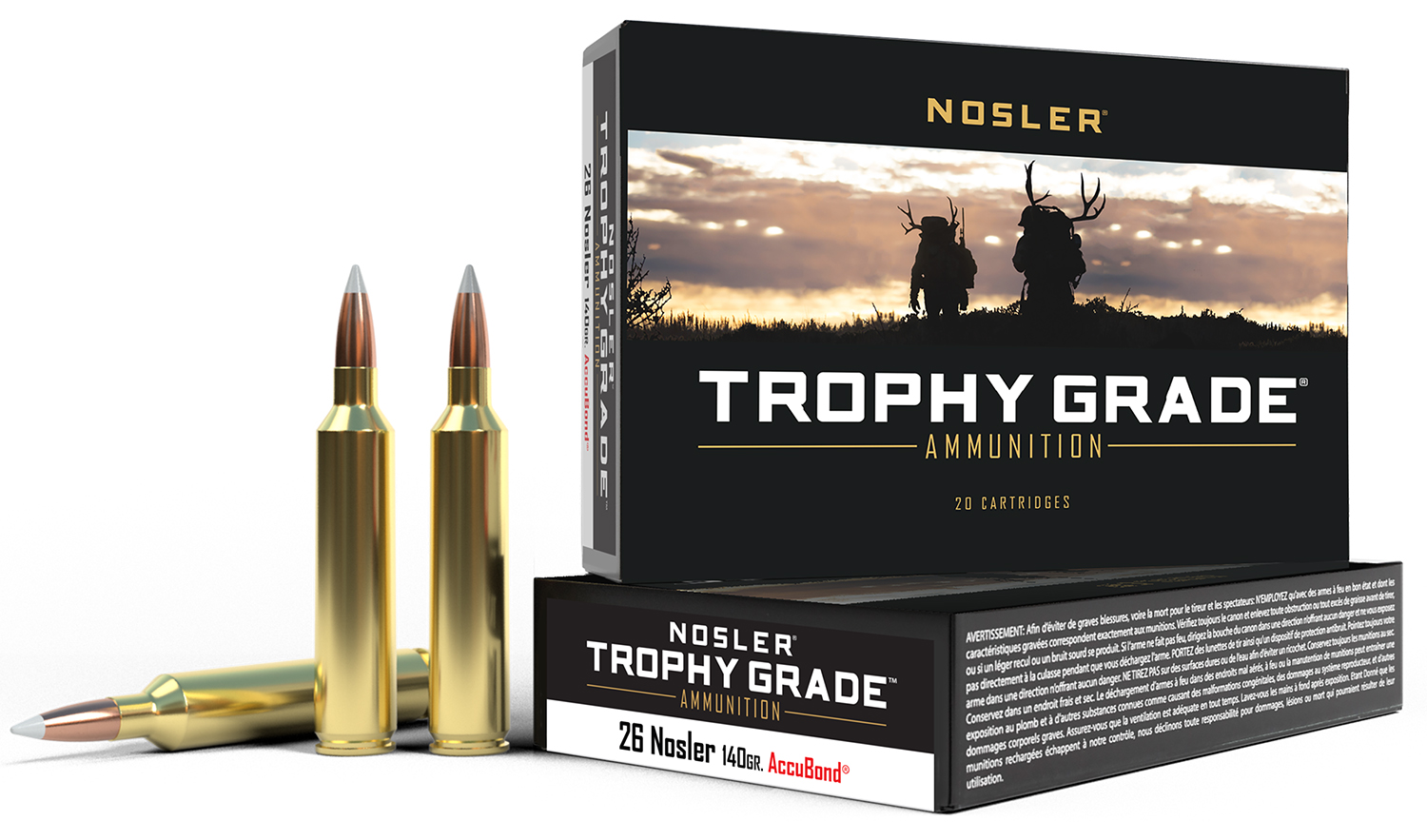 Nosler 60014 Trophy Grade 26Nosler 140gr Nosler AccuBond 20 Per Box/10 Case 3 Nosler 60014 Trophy Grade 26Nosler 140gr Nosler AccuBond 20 Per Box/10 Case