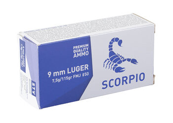 egunco 60 Alternative view of SCORPIO AMMO 9MM 115GR FMJ 50/1000