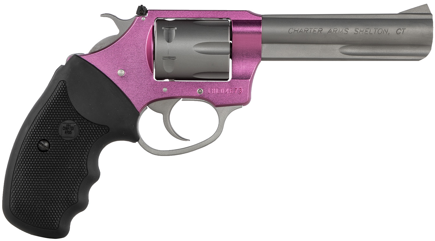 Charter Arms 52232 Pathfinder Lite 22 LR 8 Shot, 4.20" Matte Stainless Steel Barrel & Cylinder, Pink Aluminum Frame w/Black Finger Grooved Rubber Grip, Exposed Hammer 2 Charter Arms 52232 Pathfinder Lite 22 LR 8 Shot, 4.20" Matte Stainless Steel Barrel & Cylinder, Pink Aluminum Frame w/Black Finger Grooved Rubber Grip, Exposed Hammer
