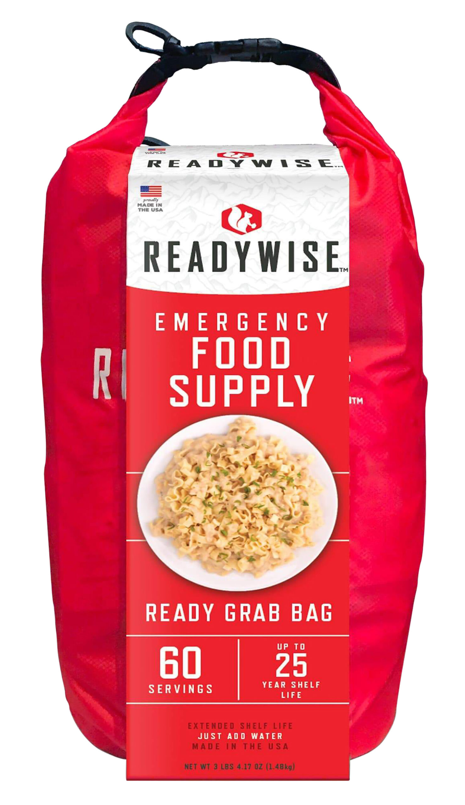 ReadyWise RW10641 7 Day Emergency Grab Bag 60 Servings, 10 Mylar Pouches, 13,920 Total Calories, About 60 Cups of Water Needed 2 ReadyWise RW10641 7 Day Emergency Grab Bag 60 Servings, 10 Mylar Pouches, 13,920 Total Calories, About 60 Cups of Water Needed