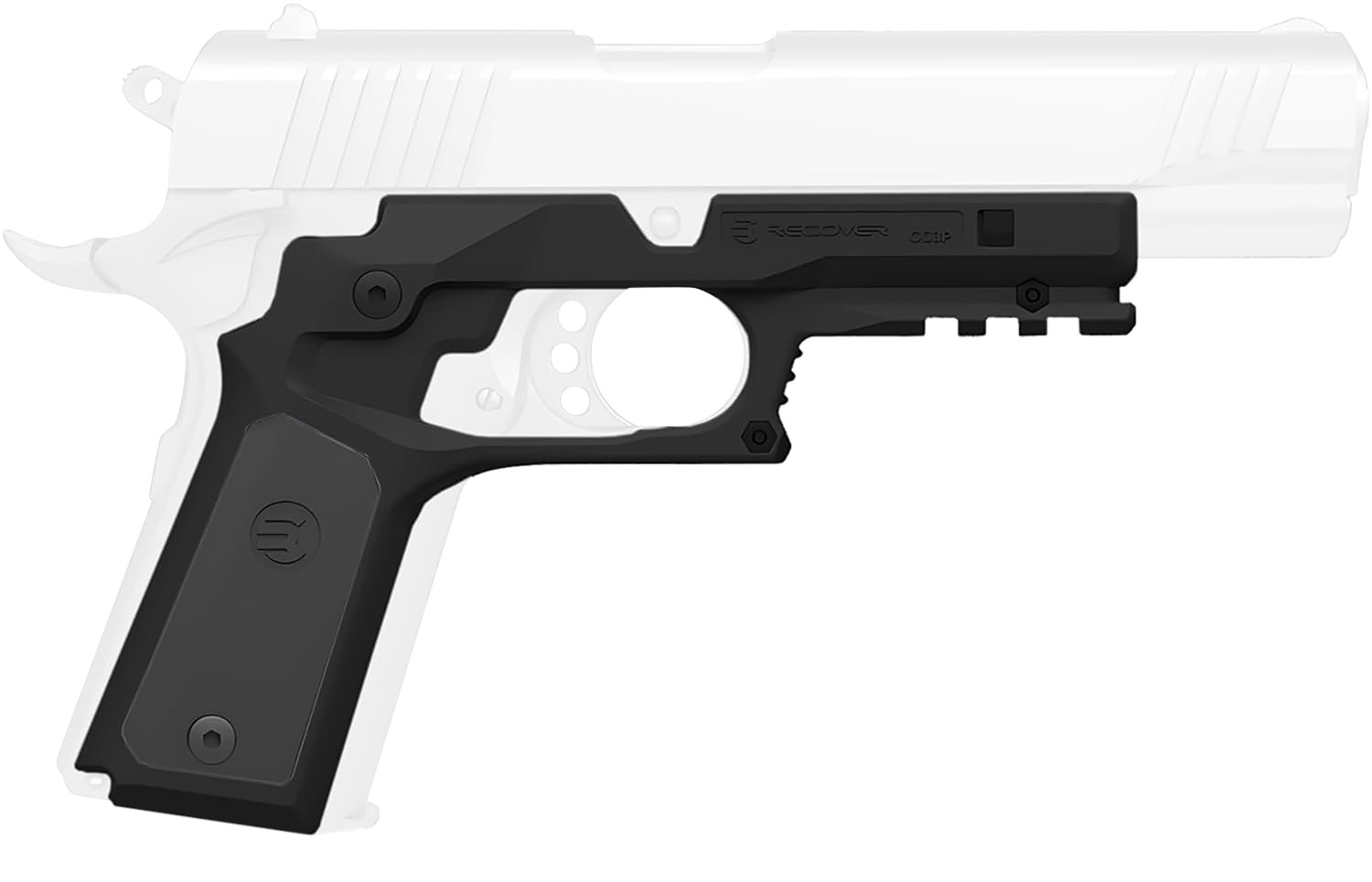 Recover Tactical CC3P0104 Frame Grip Black Polymer Frame with Interchangeable Black & Gray Panels for Standard Frame 1911 3 Recover Tactical CC3P0104 Frame Grip Black Polymer Frame with Interchangeable Black & Gray Panels for Standard Frame 1911